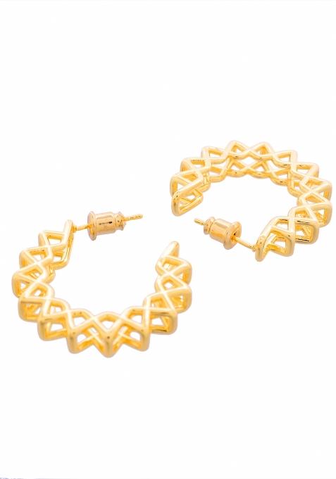 Gold Beeds Brass Earrings