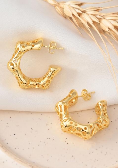 Gold Beeds Brass Earrings