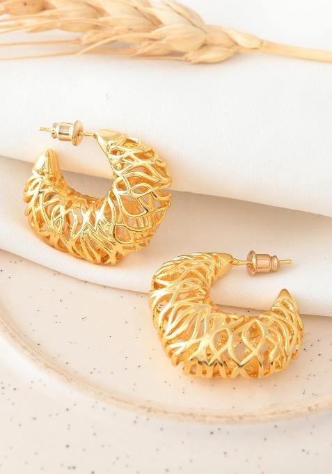 Gold Beeds Brass Earrings