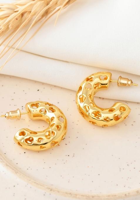 Gold Beeds Brass Earrings