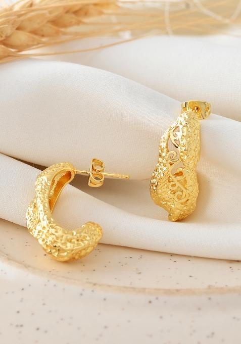 Gold Beeds Brass Earrings