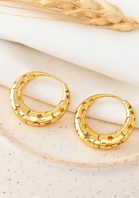 Gold Beeds Brass Earrings