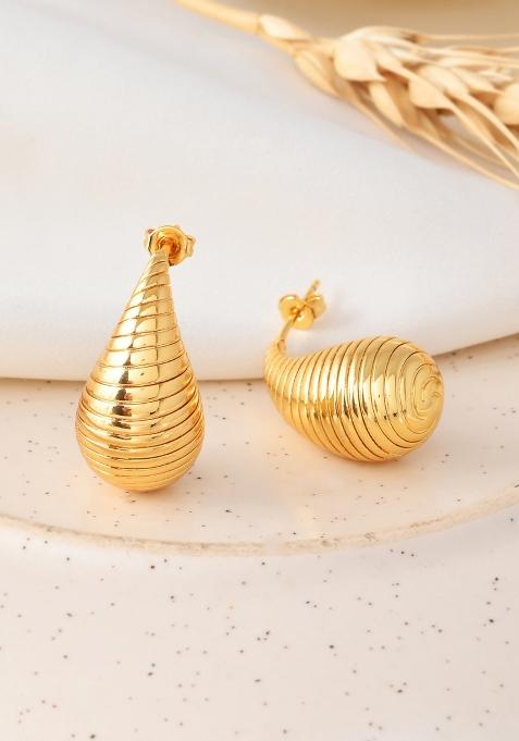 Gold Beeds Brass Earrings