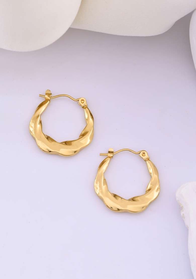 Gold Beeds Brass Earrings - Indya