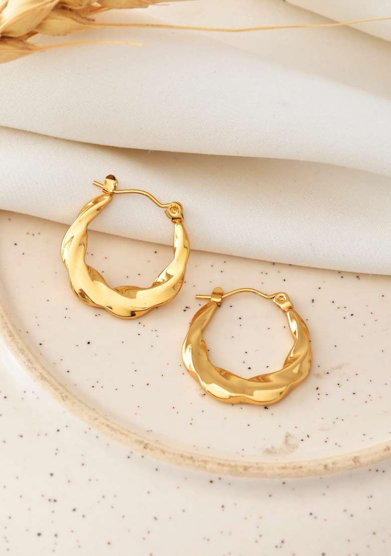Gold Beeds Brass Earrings - Indya