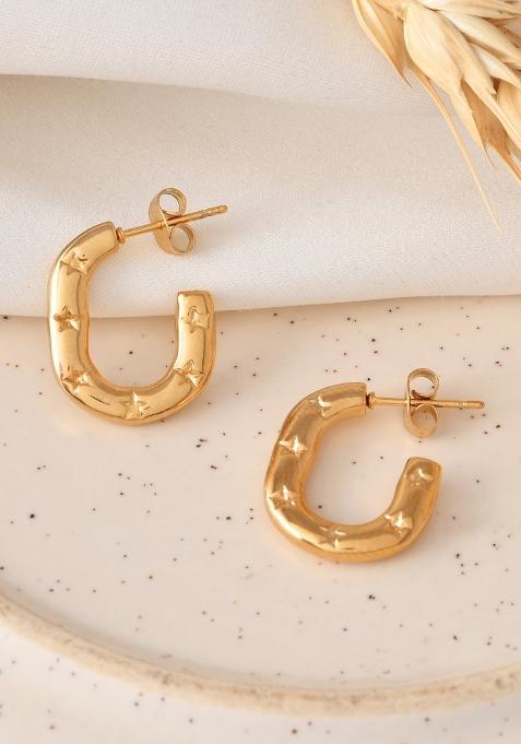 Gold Beeds Stainless Steel Earrings