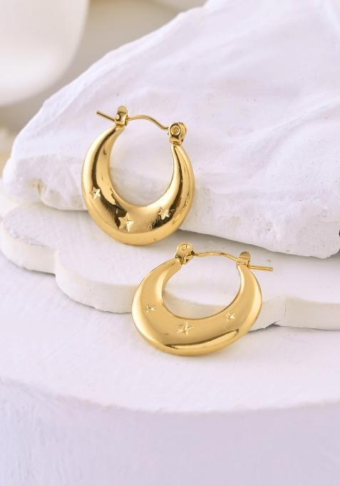 Gold Beeds Stainless Steel Earrings
