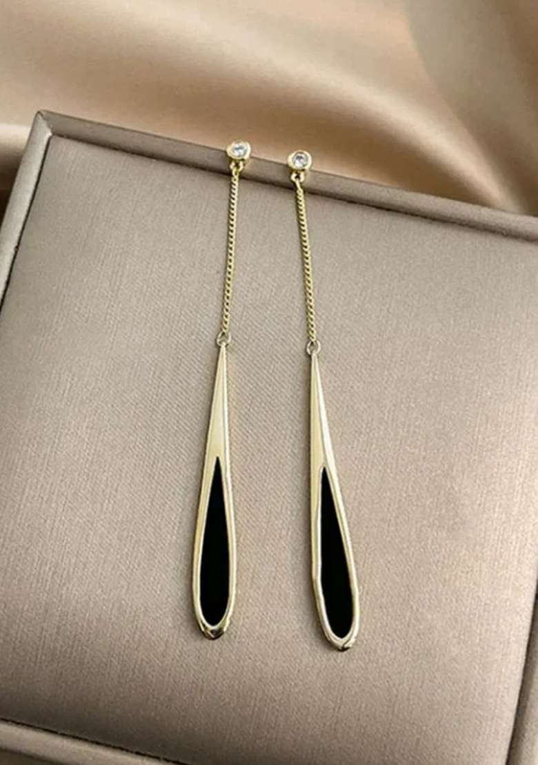 Gold Beeds Brass Earrings - Indya