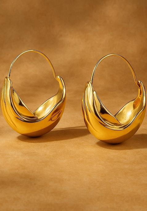 Gold Beeds Brass Earrings