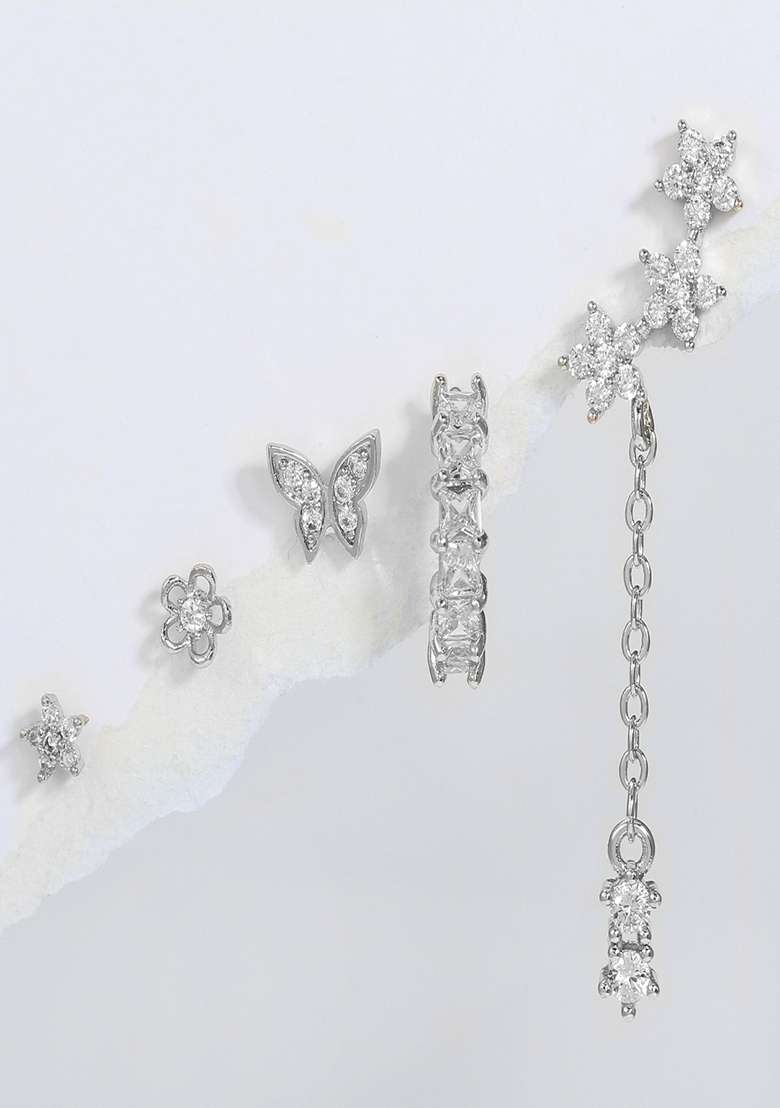 Silver Preminum Copper Earring For Women - Indya