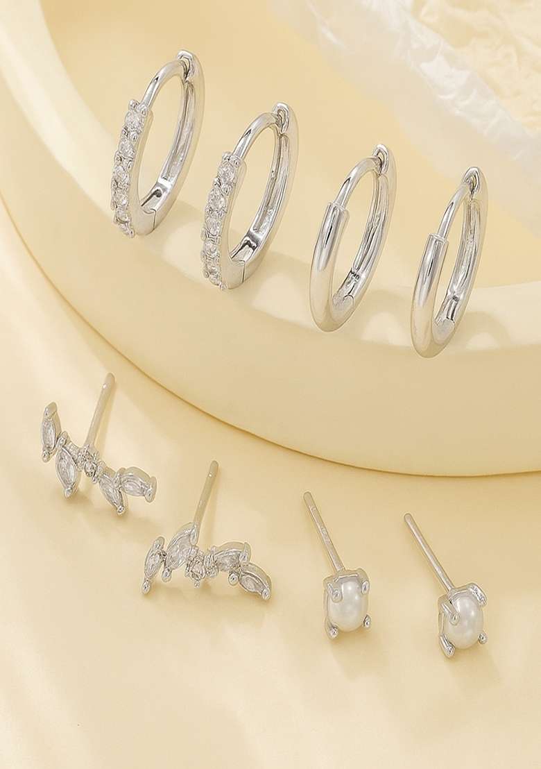 Silver Preminum Copper Earring For Women - Indya