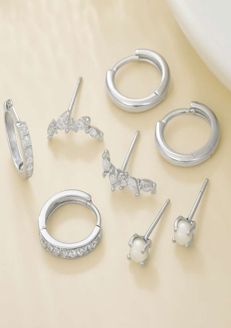 Silver Preminum Copper Earring For Women - Indya