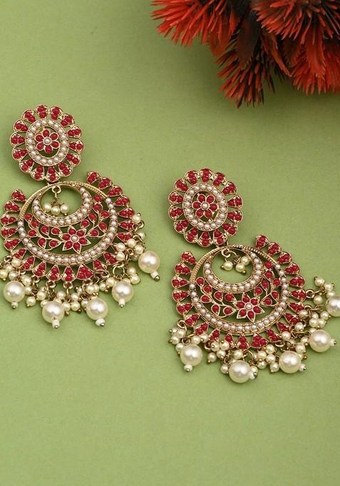Red Artificial Alloy Earrings