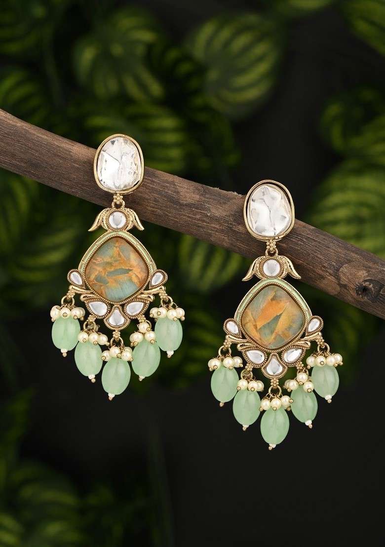 Gold Artificial Alloy Earrings - Indya