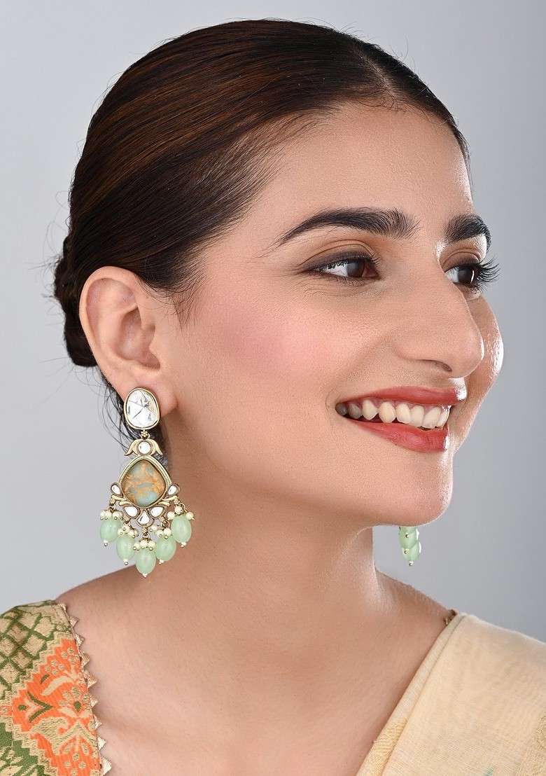 Gold Artificial Alloy Earrings - Indya