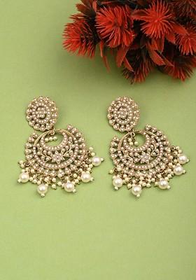 Gold Artificial Alloy Earrings - Indya