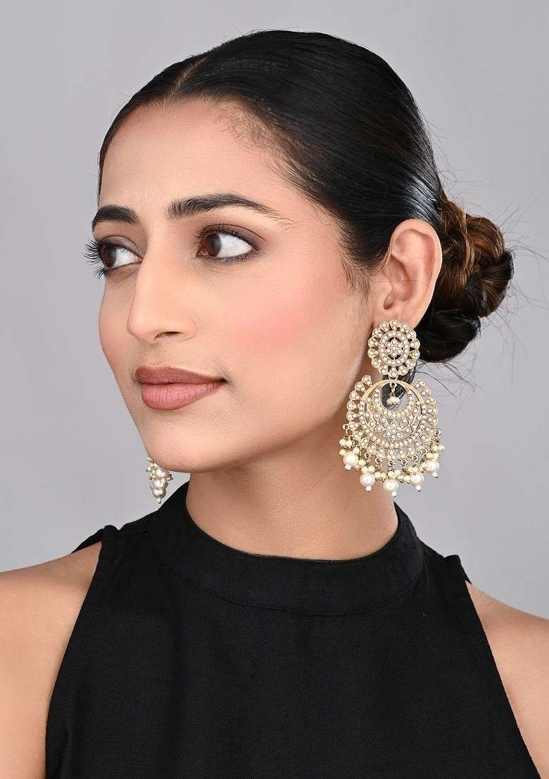 Gold Artificial Alloy Earrings - Indya