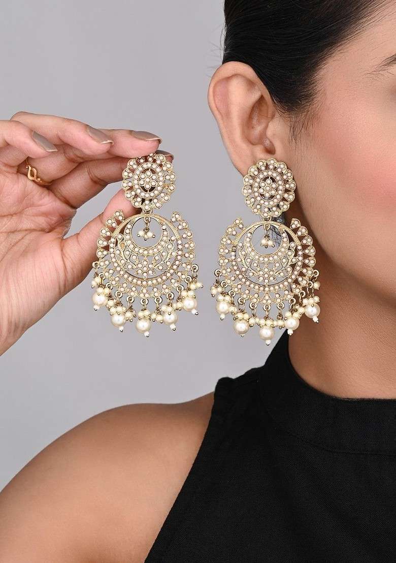 Gold Artificial Alloy Earrings - Indya