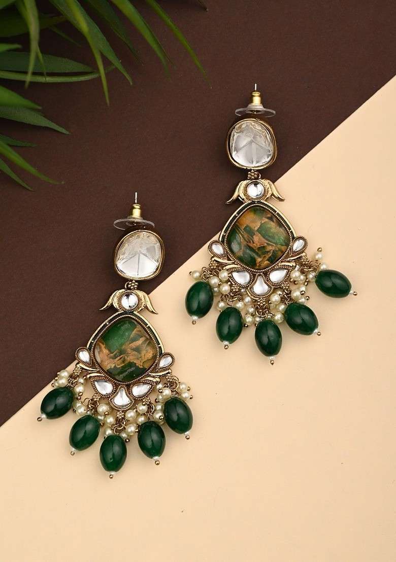 Gold Artificial Alloy Earrings - Indya