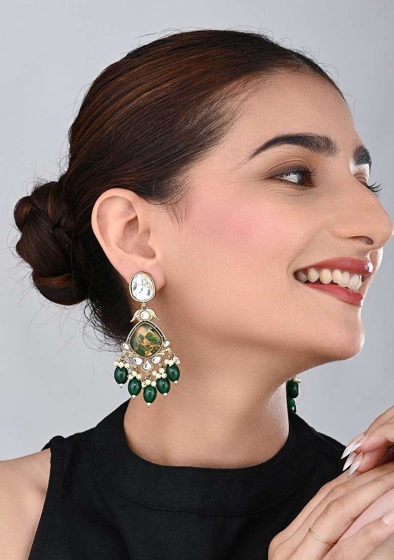 Gold Artificial Alloy Earrings - Indya