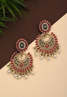 Gold Artificial Alloy Earrings - Indya