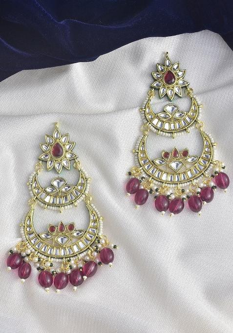 White Oxidised Metal And Pearl Gold Plated Earrings