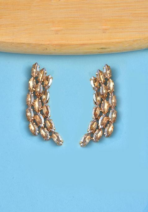 Gold Zirconia Stone Brass Earrings