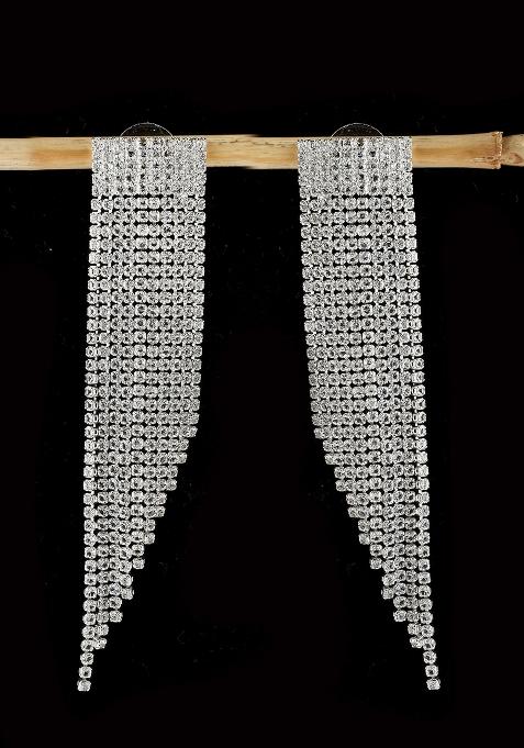 Silver Zirconia Stone Brass Earrings