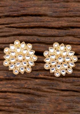 White Partywear Alloy Earrings
