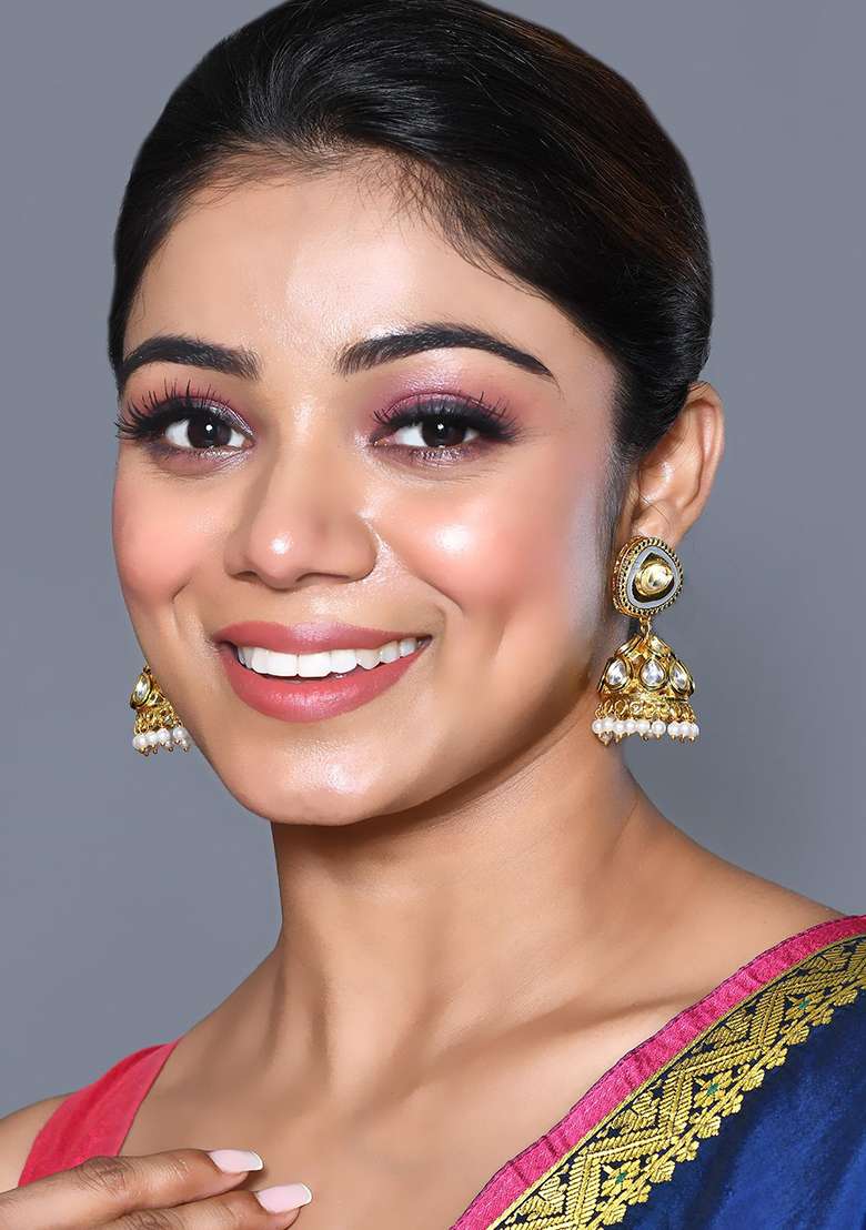 Grey Partywear Alloy Earrings - Indya