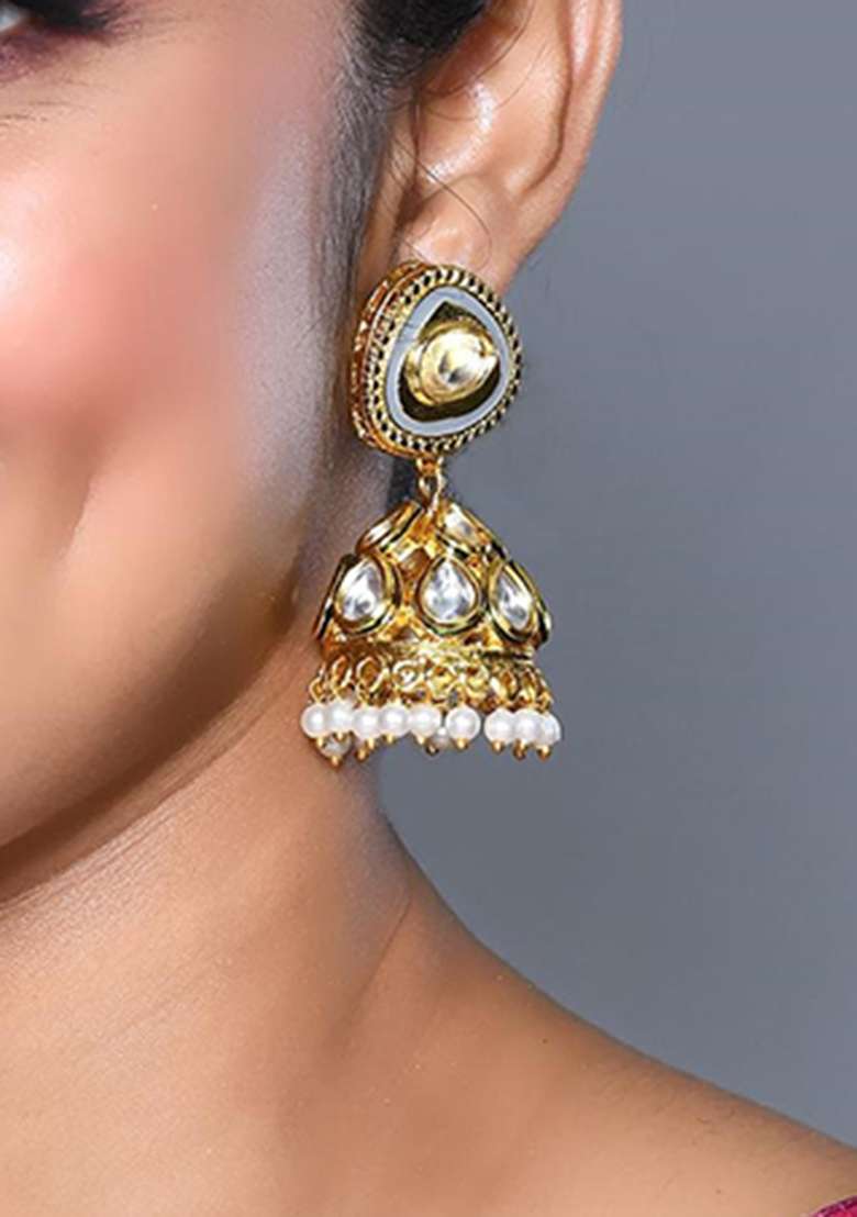 Grey Partywear Alloy Earrings - Indya