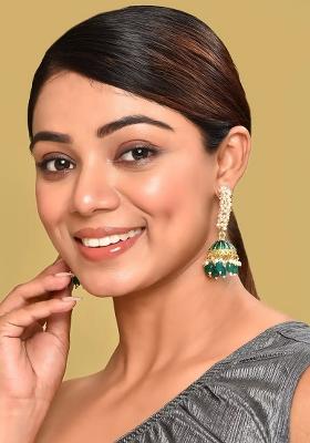 White Partywear Alloy Earrings