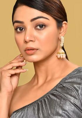 Peach Partywear Alloy Earrings