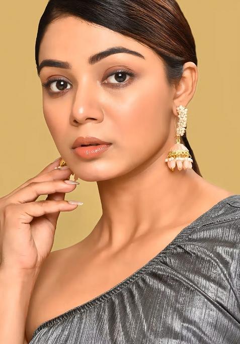 Peach Partywear Alloy Earrings