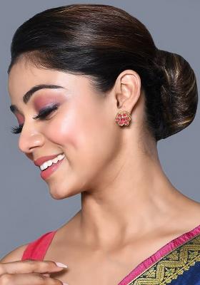 Red Partywear Alloy Earrings