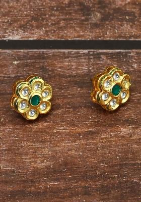 White Green Partywear Alloy Earrings