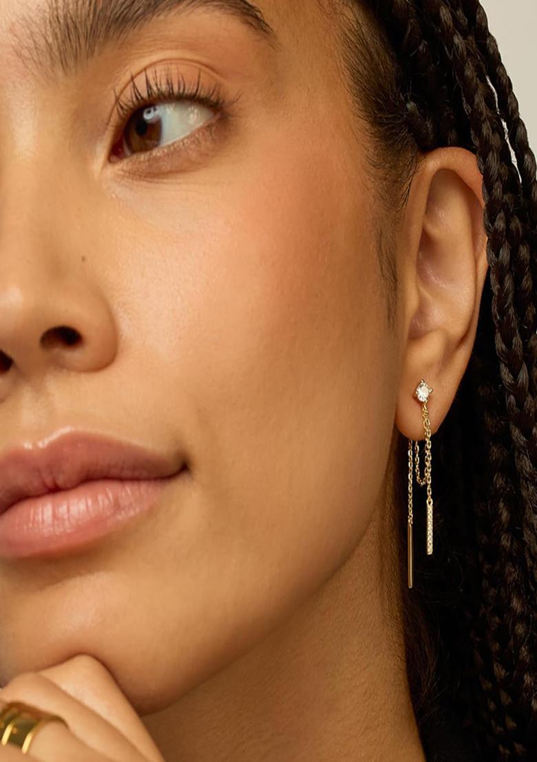 Gold Push Back Copper Earrings For Women - Indya