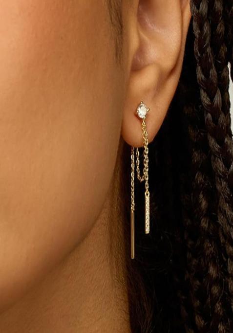 Gold Push Back Copper Earrings For Women