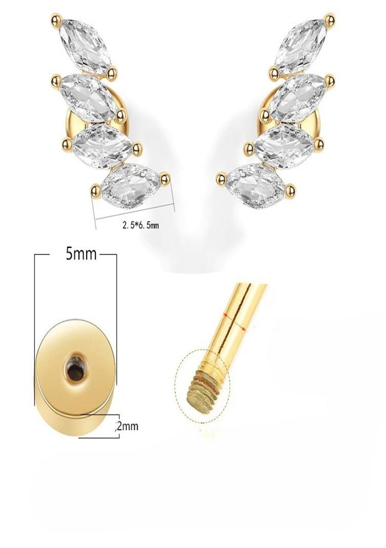 White Screw Back Copper Earrings For Women - Indya