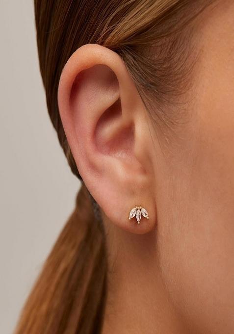 White Screw Back Copper Earrings For Women
