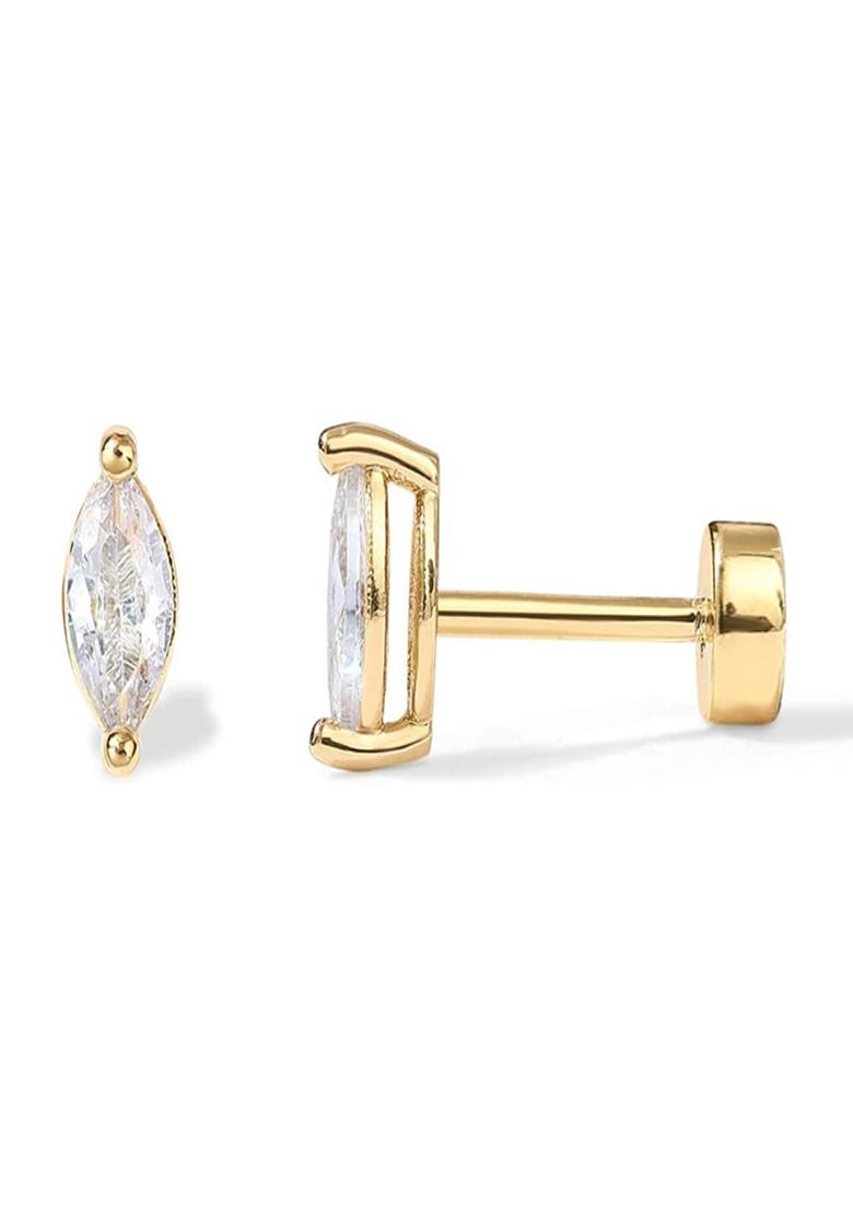 White Screw Back Copper Earrings For Women - Indya