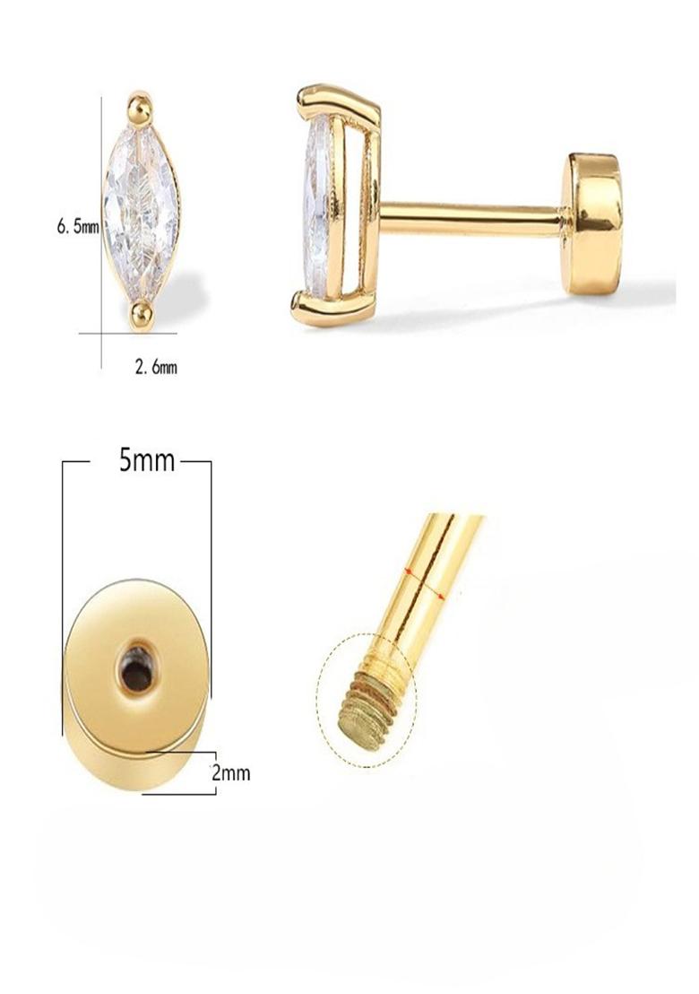 White Screw Back Copper Earrings For Women - Indya