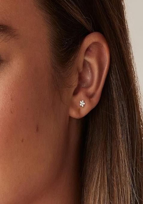 White Screw Back Copper Earrings For Women