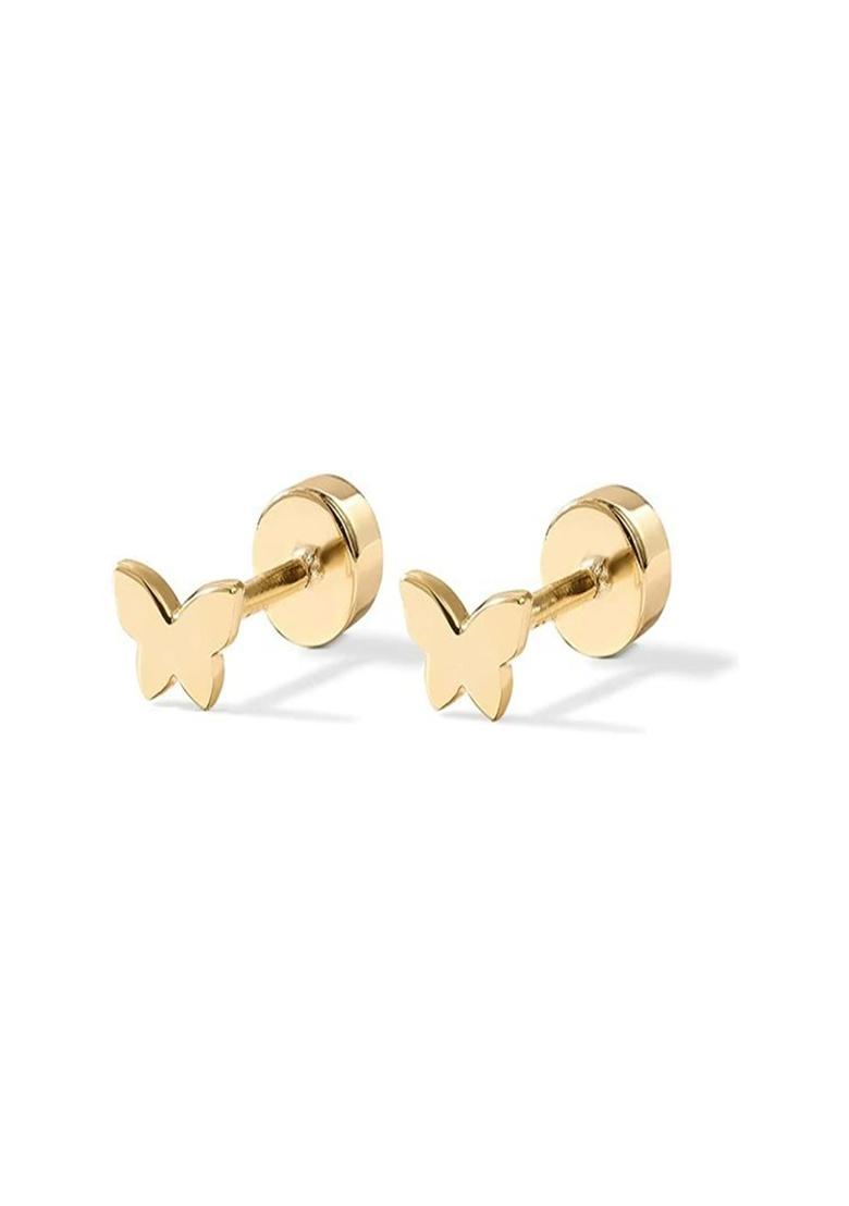 Gold Screw Back Copper Earrings For Women - Indya