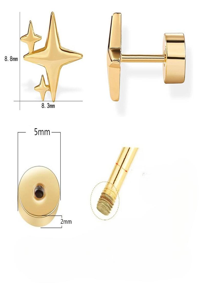 Gold Screw Back Copper Earrings For Women - Indya