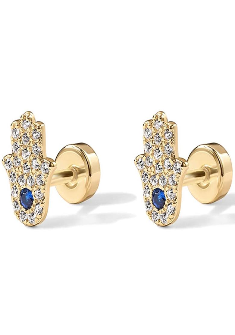 White Screw Back Copper Earrings For Women - Indya