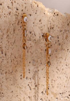 Gold Push Back Stainless Steel Earrings For Women