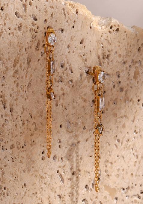 Gold Push Back Stainless Steel Earrings For Women