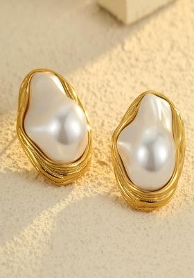 White Push Back Stainless Steel Earrings For Women