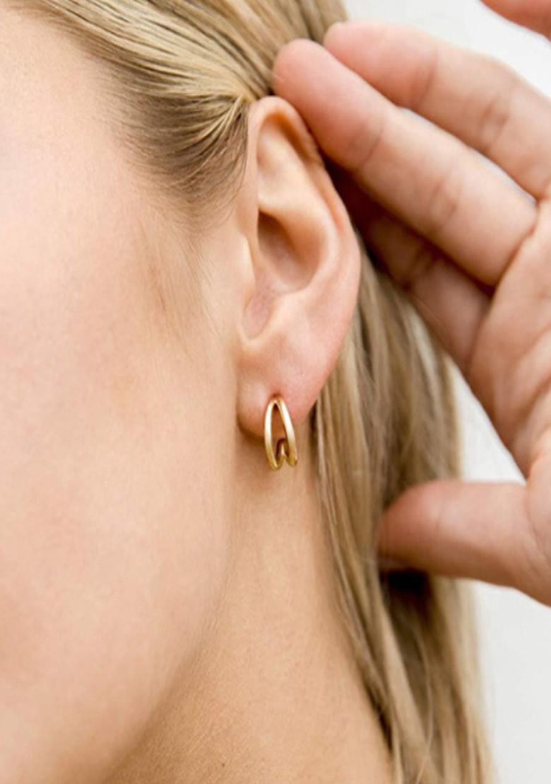 Gold Push Back Copper Earrings For Women - Indya